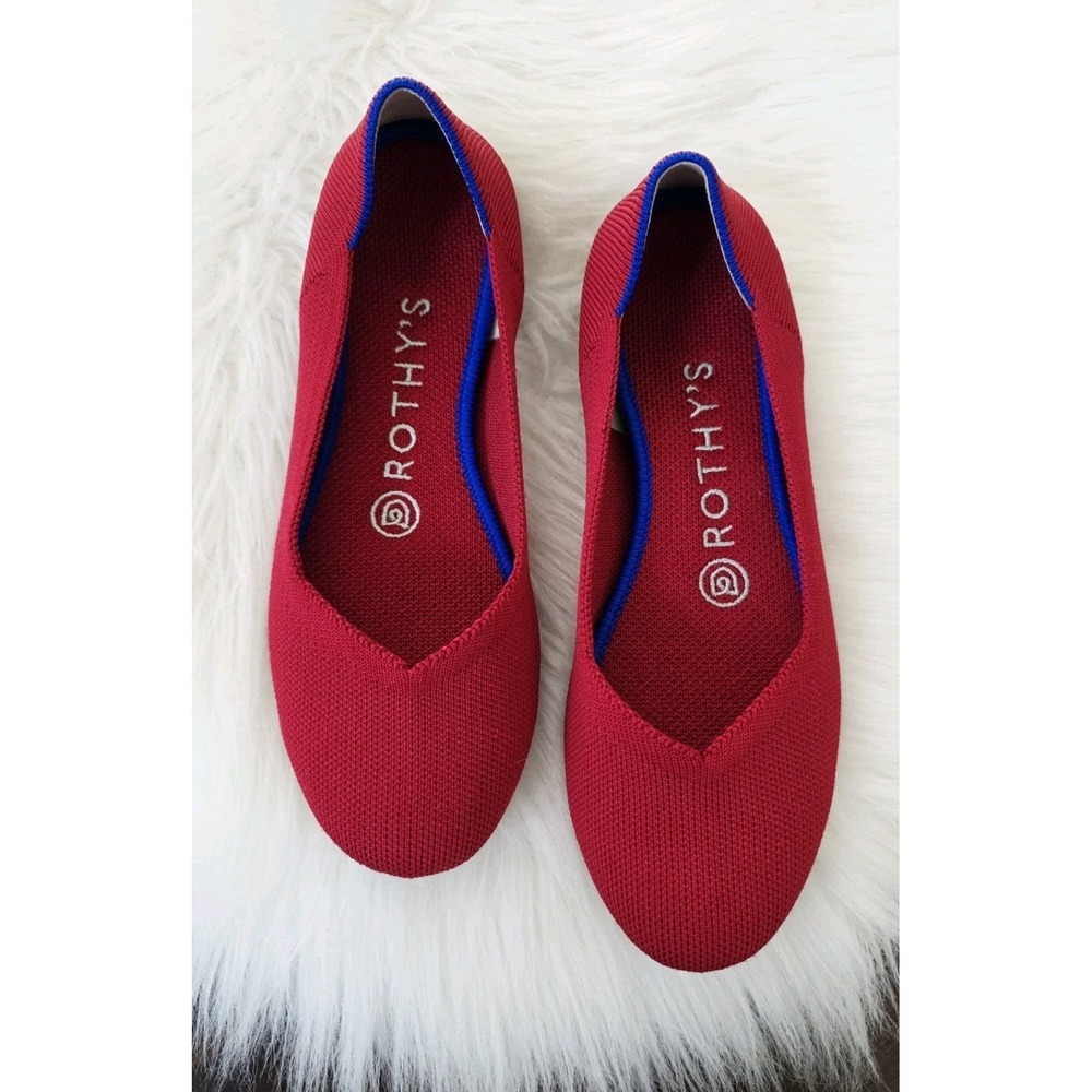 Rothy's The Flat Round Toe Red Ballet Flats Women's Size 6 Business Casual